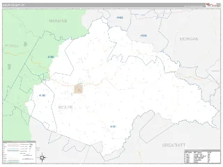 Wolfe County, KY Classic style ZIP Code wall map