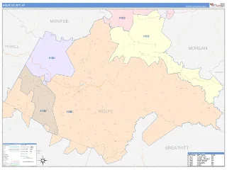 Wolfe County, KY ColorCast style ZIP Code wall map