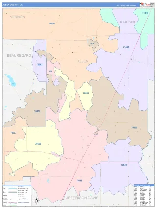 Allen County, LA ColorCast style ZIP Code wall map