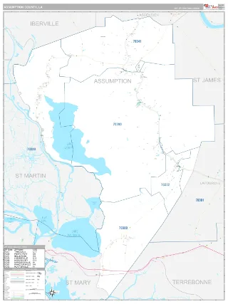 Assumption County, LA Classic style ZIP Code wall map