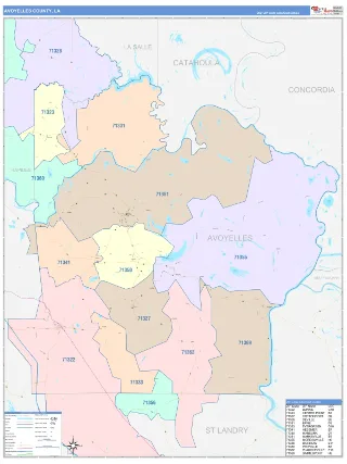Avoyelles County, LA ColorCast style ZIP Code wall map
