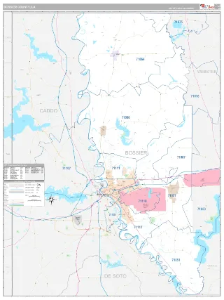 Bossier County, LA Classic style ZIP Code wall map