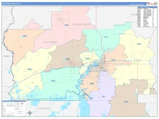 Calcasieu County, LA ColorCast style ZIP Code wall map