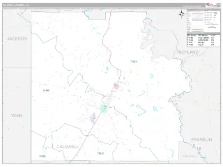 Caldwell County, LA Classic style ZIP Code wall map