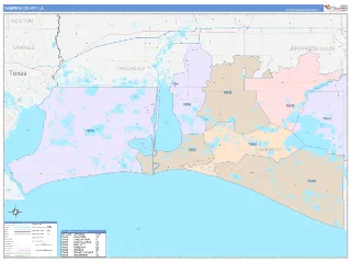 Cameron County, LA ColorCast style ZIP Code wall map