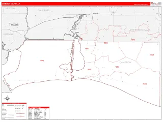 Cameron County, LA RedLine style ZIP Code wall map