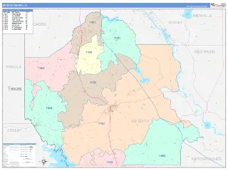 DeSoto County, LA ColorCast style ZIP Code wall map