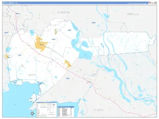 Iberia County, LA Business Reference style ZIP Code wall map