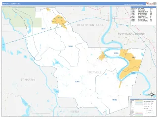 Iberville County, LA Business Reference style ZIP Code wall map
