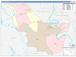 Iberville County, LA ColorCast style ZIP Code wall map
