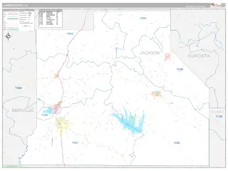 Jackson County, LA Classic style ZIP Code wall map