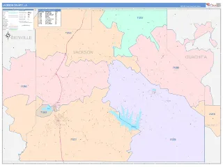 Jackson County, LA ColorCast style ZIP Code wall map