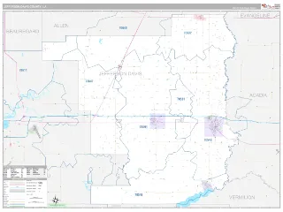 Jefferson Davis County, LA Classic style ZIP Code wall map