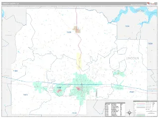 Lincoln County, LA Classic style ZIP Code wall map
