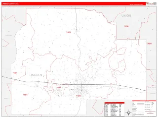 Lincoln County, LA RedLine style ZIP Code wall map