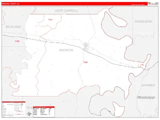 Madison County, LA RedLine style ZIP Code wall map