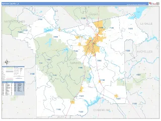 Rapides County, LA Business Reference style ZIP Code wall map