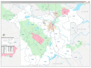 Rapides County, LA Classic style ZIP Code wall map