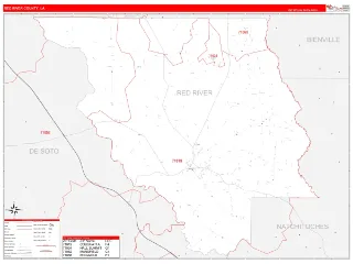 Red River County, LA RedLine style ZIP Code wall map