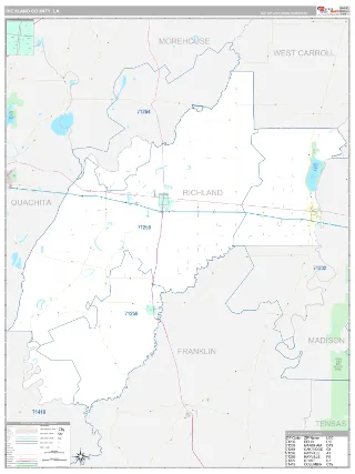 Richland County, LA Classic style ZIP Code wall map