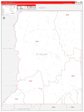 St. Helena County, LA RedLine style ZIP Code wall map