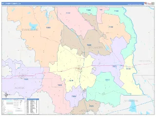 St. Landry County, LA ColorCast style ZIP Code wall map
