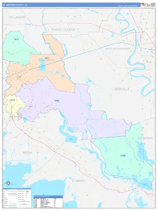 St. Martin County, LA ColorCast style ZIP Code wall map