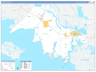St. Mary County, LA Business Reference style ZIP Code wall map