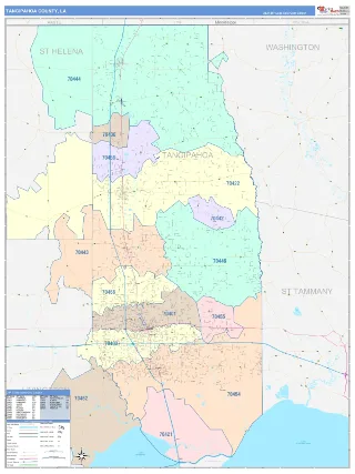 Tangipahoa County, LA ColorCast style ZIP Code wall map