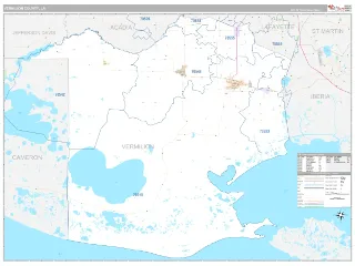 Vermilion County, LA Classic style ZIP Code wall map