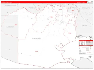 Vermilion County, LA RedLine style ZIP Code wall map