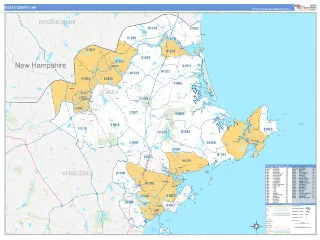 Essex County, MA Business Reference style ZIP Code wall map