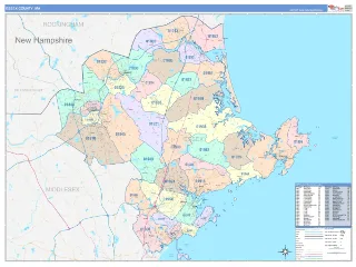 Essex County, MA ColorCast style ZIP Code wall map