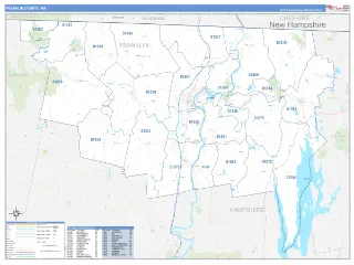 Franklin County, MA Business Reference style ZIP Code wall map