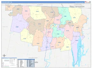 Franklin County, MA ColorCast style ZIP Code wall map