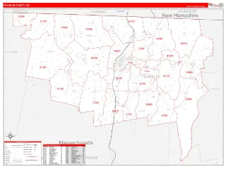 Franklin County, MA RedLine style ZIP Code wall map