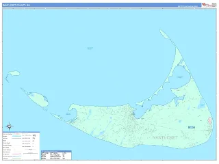 Nantucket County, MA ColorCast style ZIP Code wall map