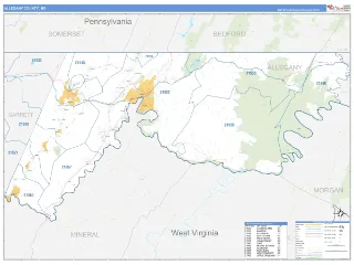 Allegany County, MD Business Reference style ZIP Code wall map