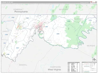 Allegany County, MD Classic style ZIP Code wall map