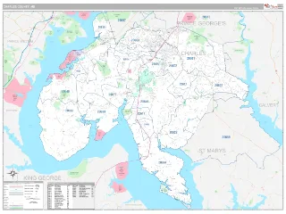 Charles County, MD Classic style ZIP Code wall map