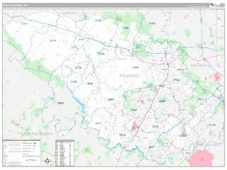 Howard County, MD Classic style ZIP Code wall map
