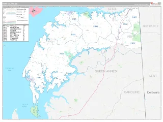 Kent County, MD Classic style ZIP Code wall map
