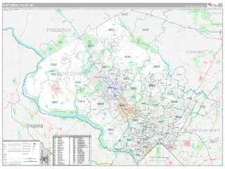 Montgomery County, MD Classic style ZIP Code wall map