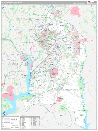 Prince George's County, MD Classic style ZIP Code wall map