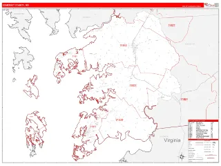 Somerset County, MD RedLine style ZIP Code wall map