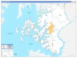 Talbot County, MD Business Reference style ZIP Code wall map