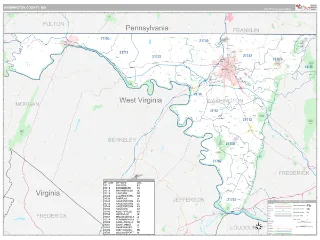Washington County, MD Classic style ZIP Code wall map