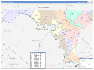 Washington County, MD ColorCast style ZIP Code wall map