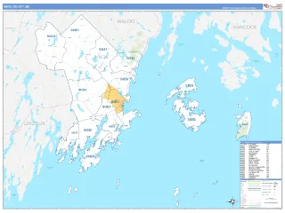 Knox County, ME Business Reference style ZIP Code wall map