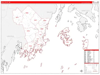 Knox County, ME RedLine style ZIP Code wall map